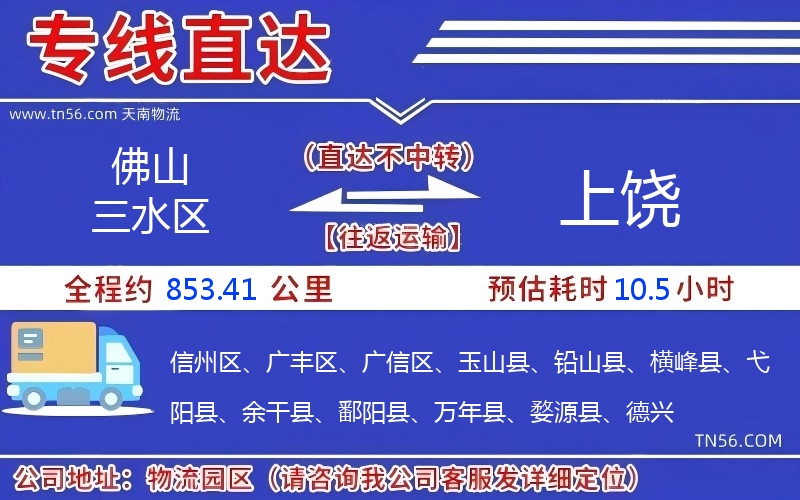 佛山三水區(qū)到上饒物流公司