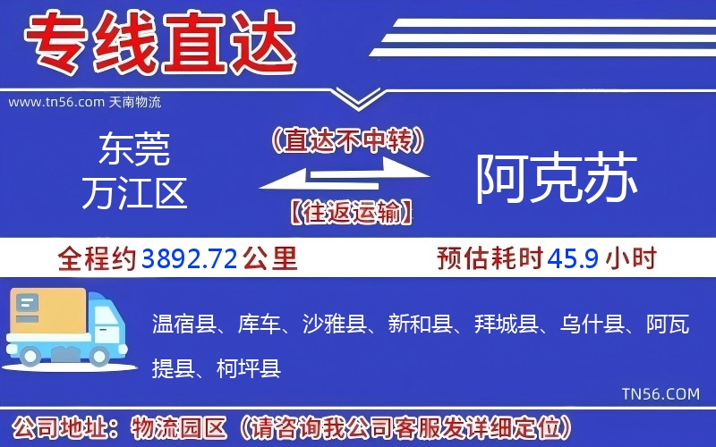 東莞萬江區(qū)到阿克蘇物流公司