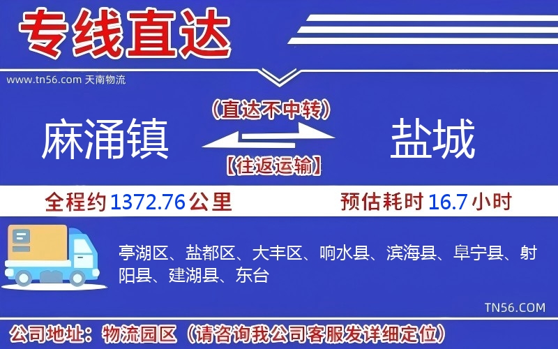 麻涌鎮(zhèn)到鹽城物流公司