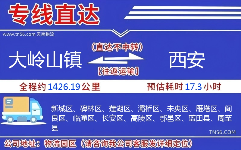 大嶺山鎮(zhèn)到西安物流公司