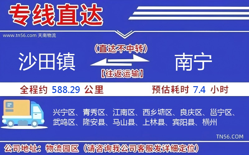 沙田鎮(zhèn)到南寧物流公司