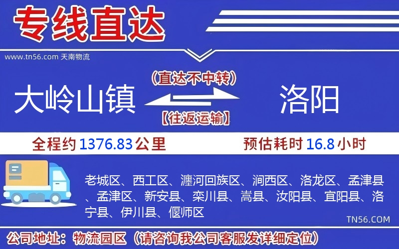 大嶺山鎮(zhèn)到洛陽物流公司