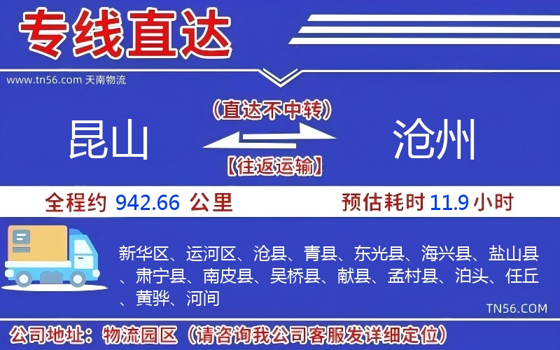 昆山到滄州物流公司