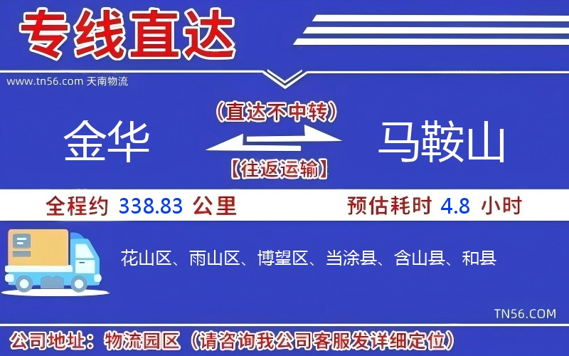 金華到馬鞍山物流公司