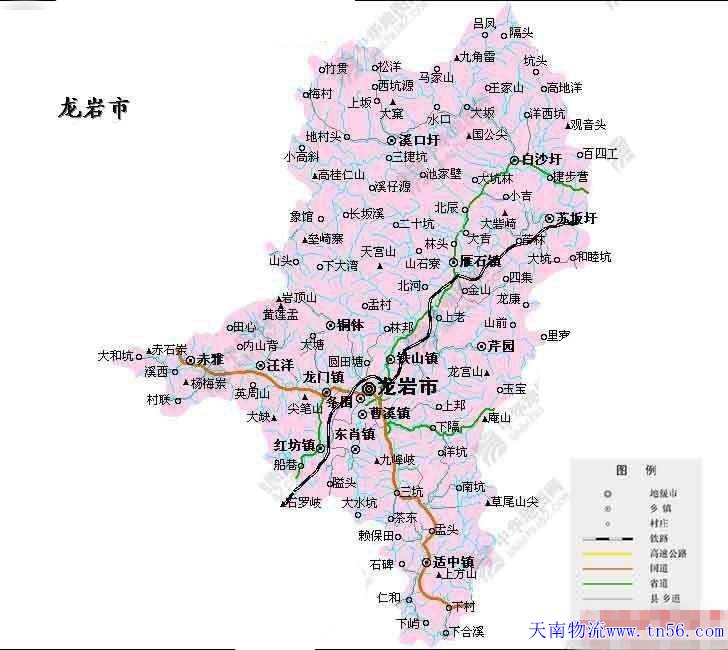 東莞到龍巖市地圖 www.szxlsf.com